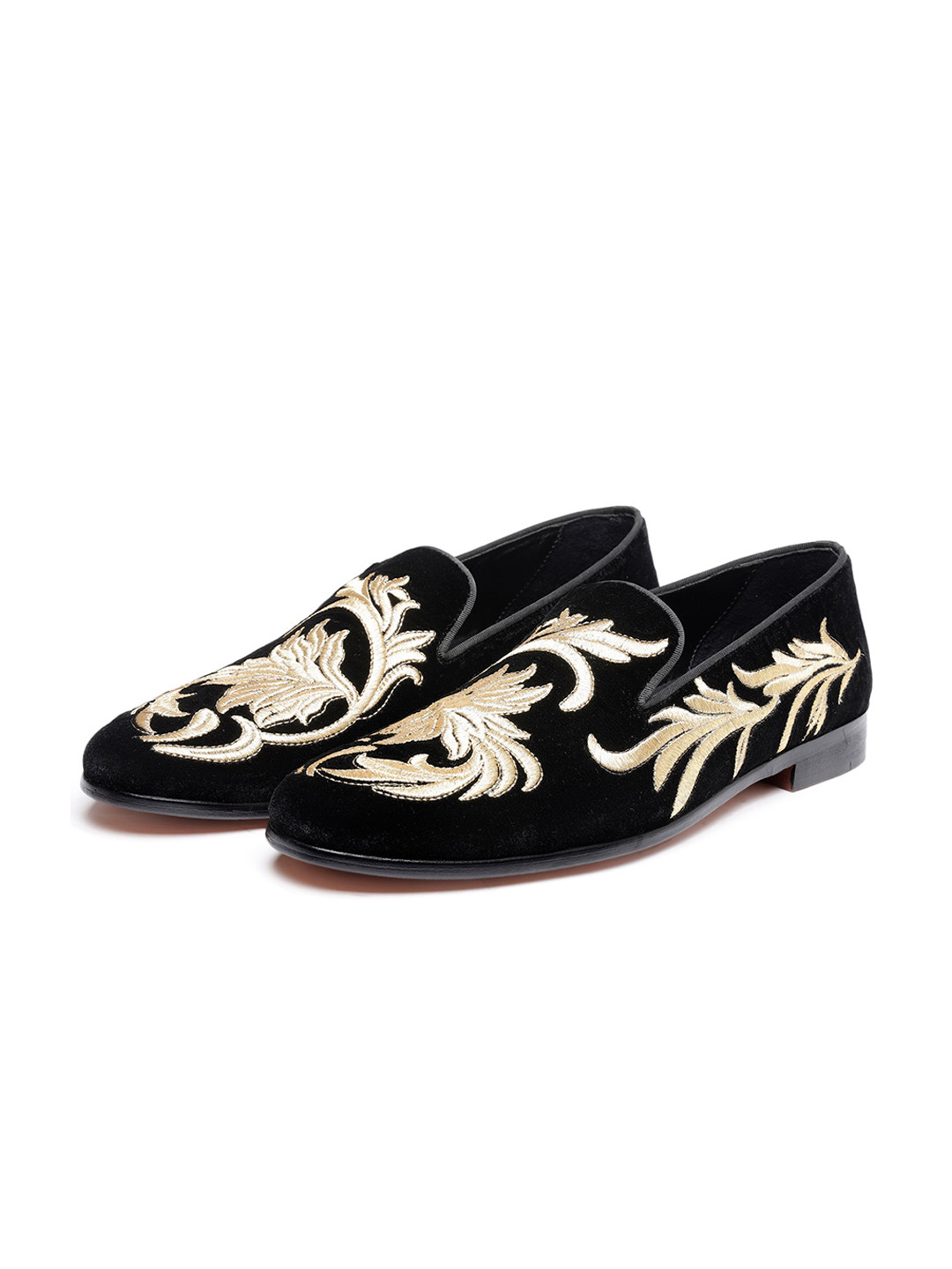

SHUTIQ Velvet Casual Slip On Shoes, Black