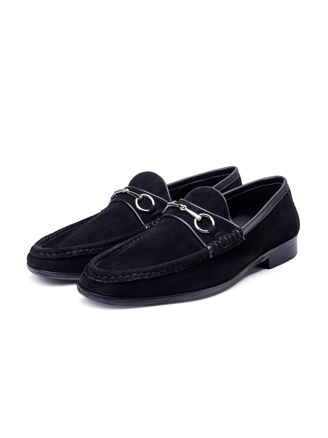 

SHUTIQ Men Reed Buckled Horsebit Loafers, Black