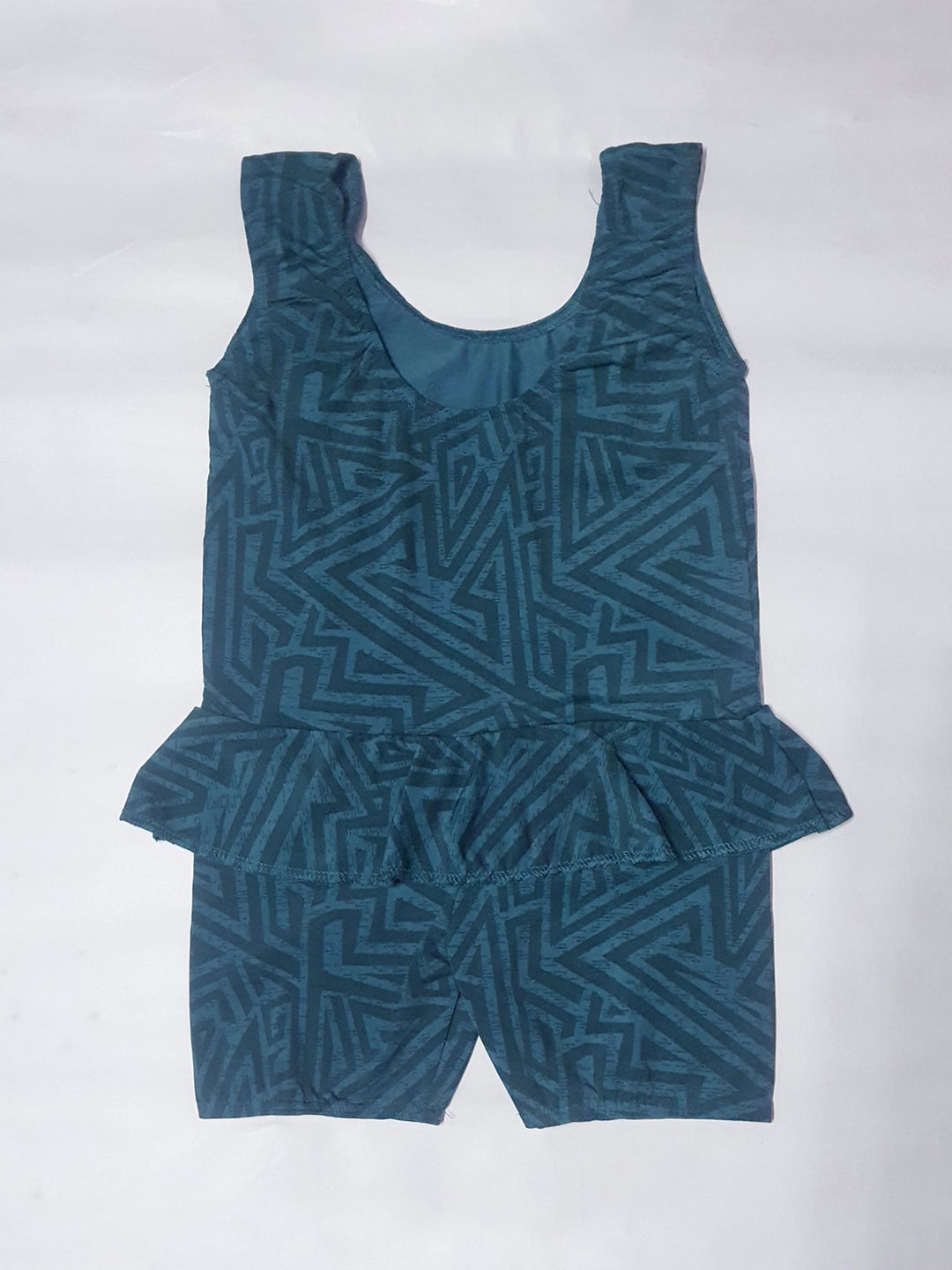 

Apraa & Parma Girls Geometric Printed Swimwear With Attached Shorts, Blue