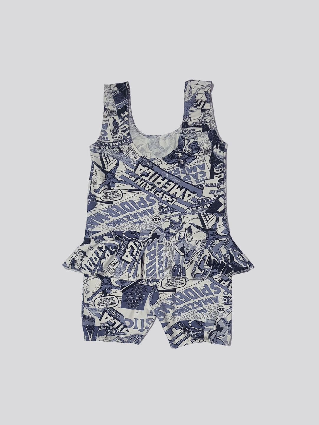 

Apraa & Parma Girls Typography Printed Swimwear With Attached Shorts, Off white
