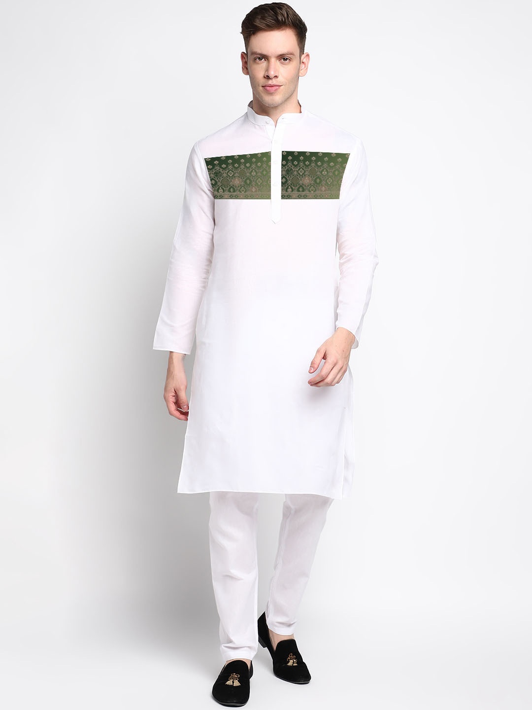 

DEVOILER Ethnic Motifs Printed Regular Kurta With Pyjamas, White