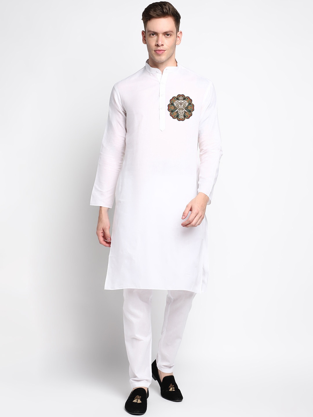 

DEVOILER Ethnic Motifs Printed Regular Kurta With Pyjamas, White
