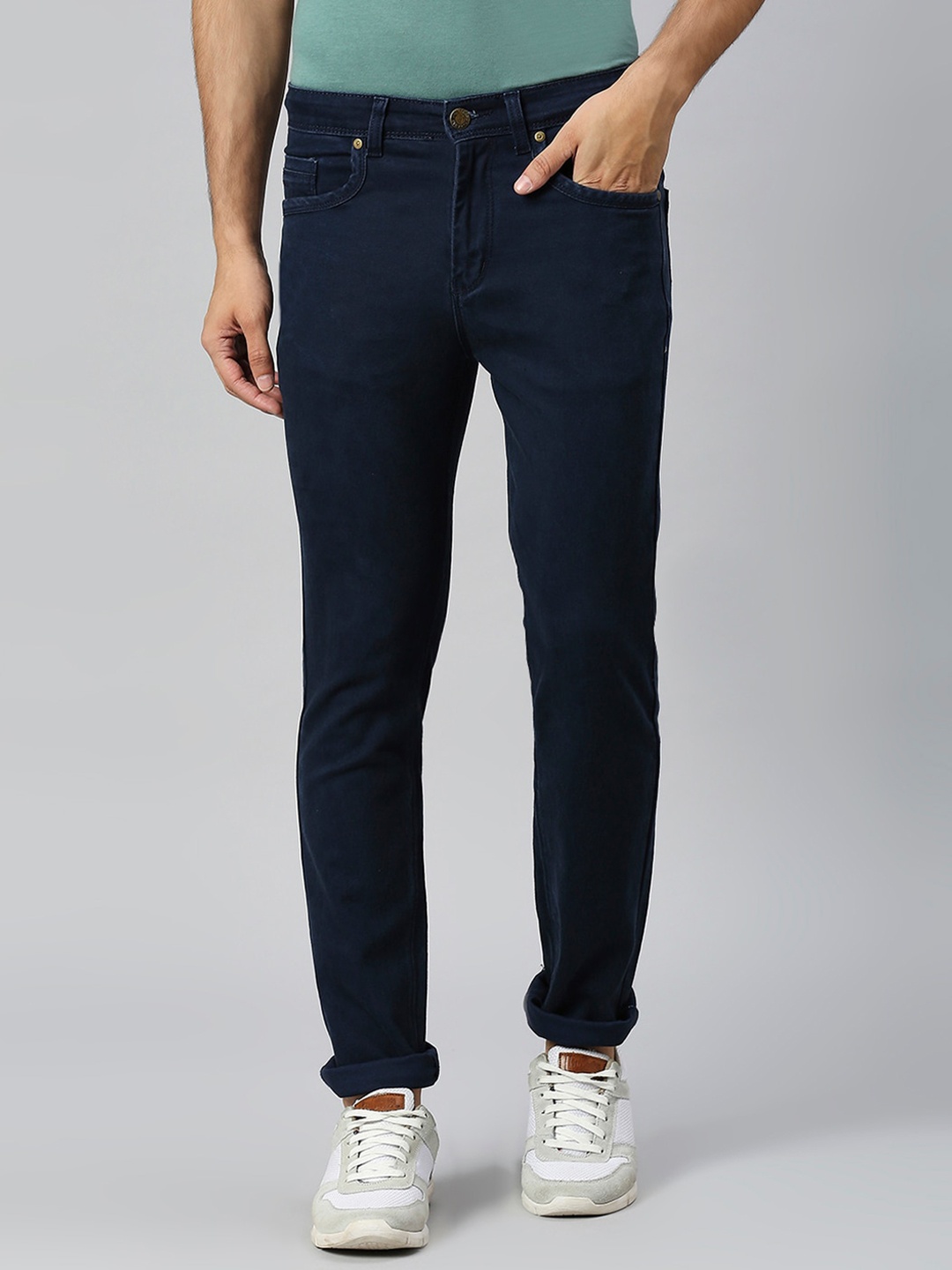 

HJ HASASI Men Mid Rise Clean Look Jeans, Blue