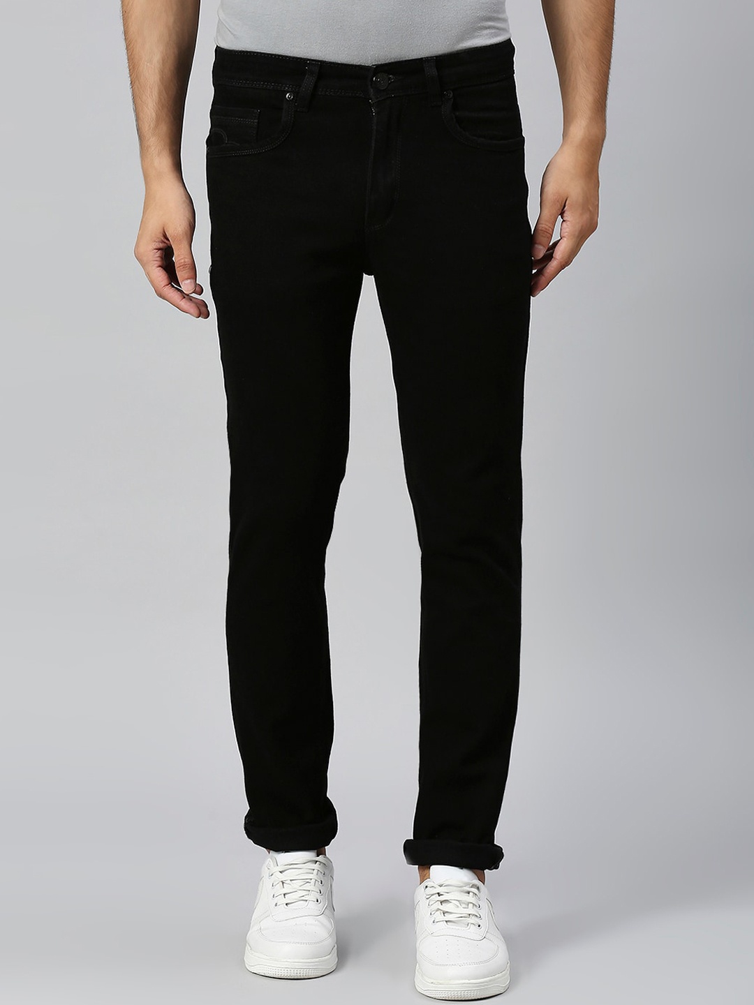 

HJ HASASI Men Mid Rise Clean Look Jeans, Black