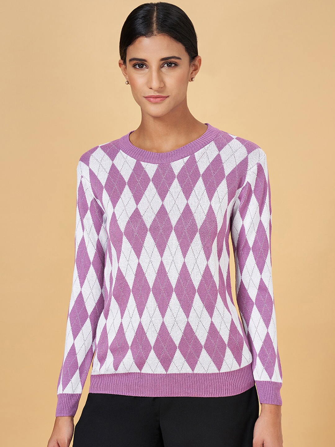 

Annabelle by Pantaloons Geometric Pullover Sweatshirt, Mauve