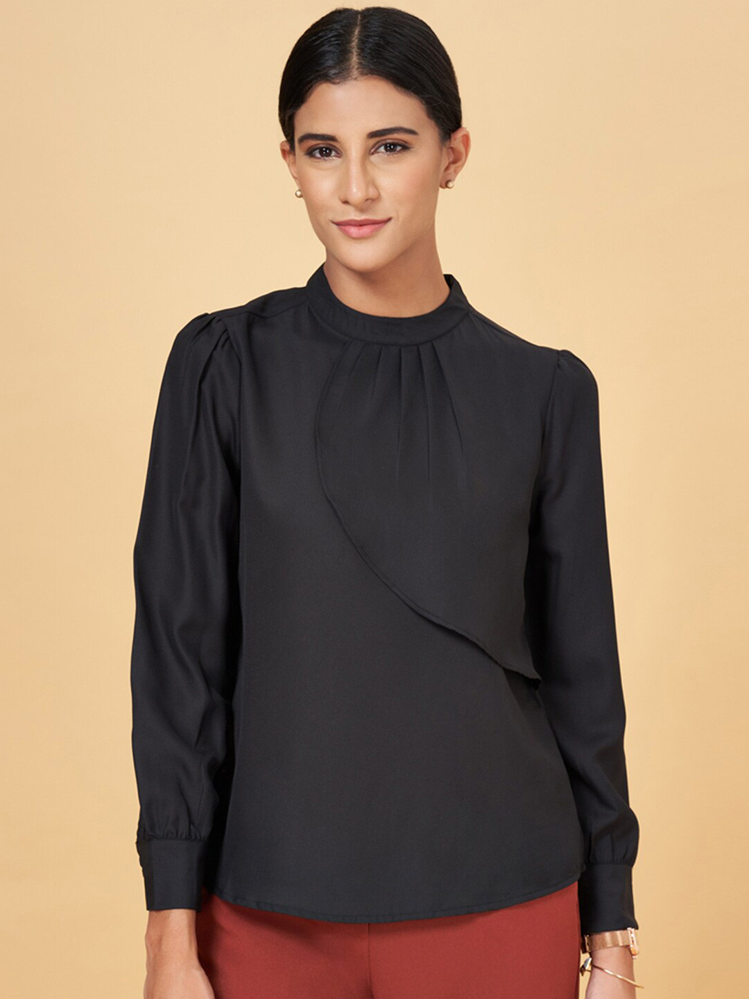 

Annabelle by Pantaloons High Neck Long Sleeves Top, Black