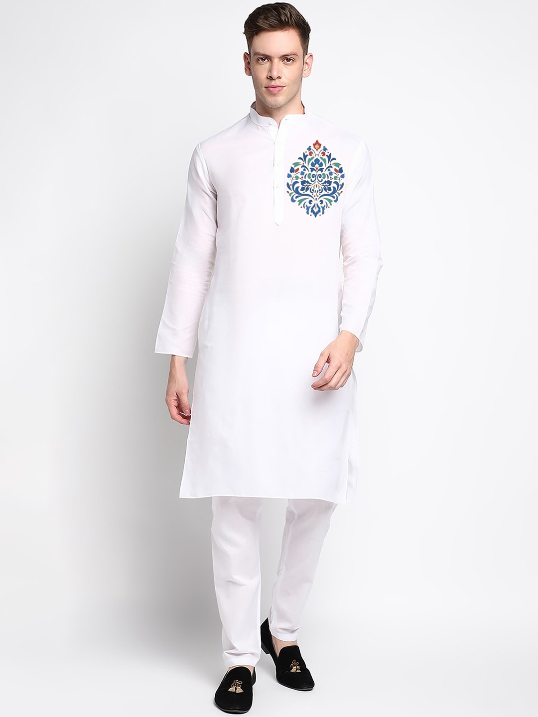 

DEVOILER Ethnic Motifs Printed Regular Kurta With Pyjamas, White