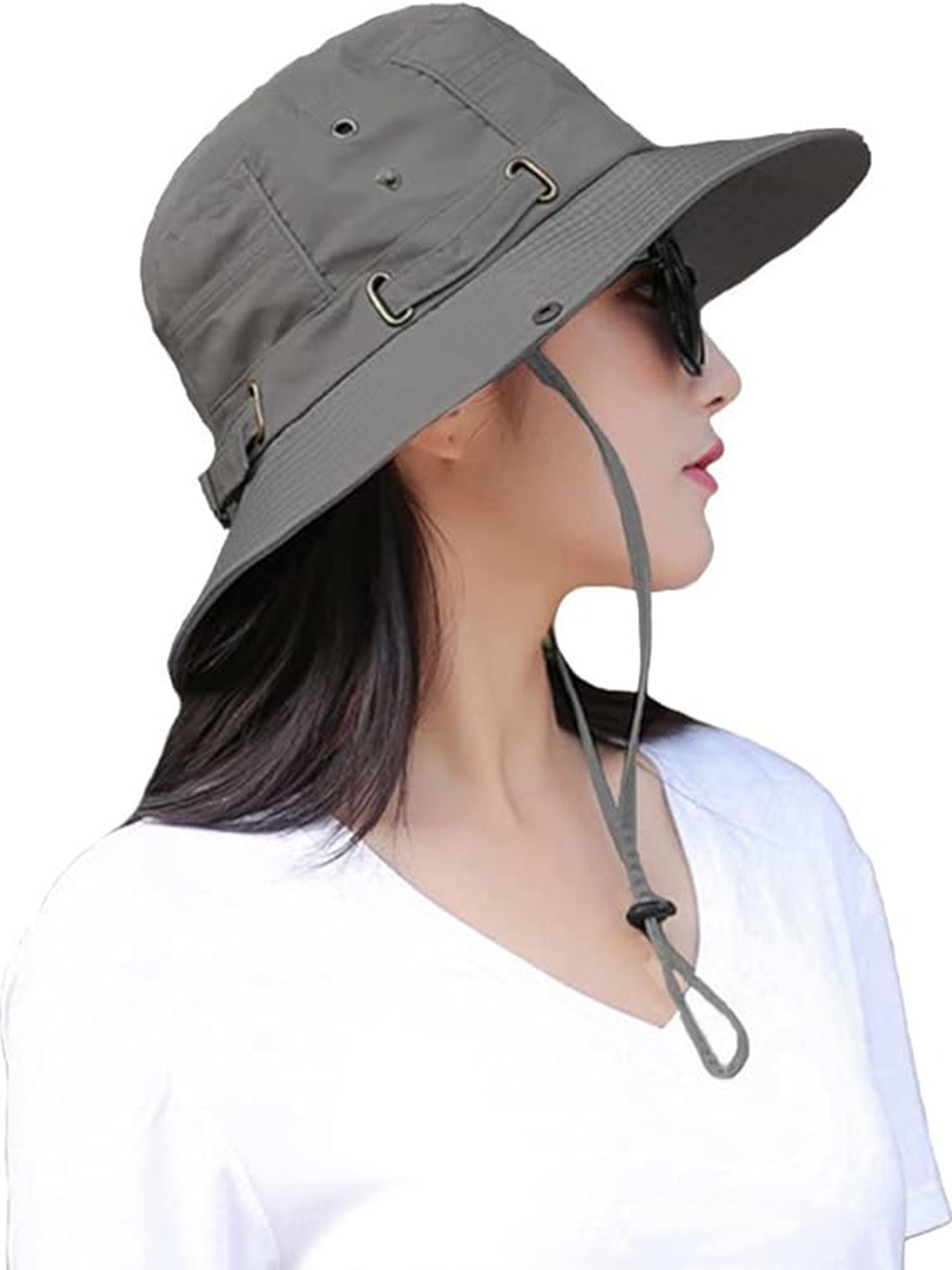 

Alexvyan Women Wide Brim Round UV Protection Breathable Summer Hat, Grey
