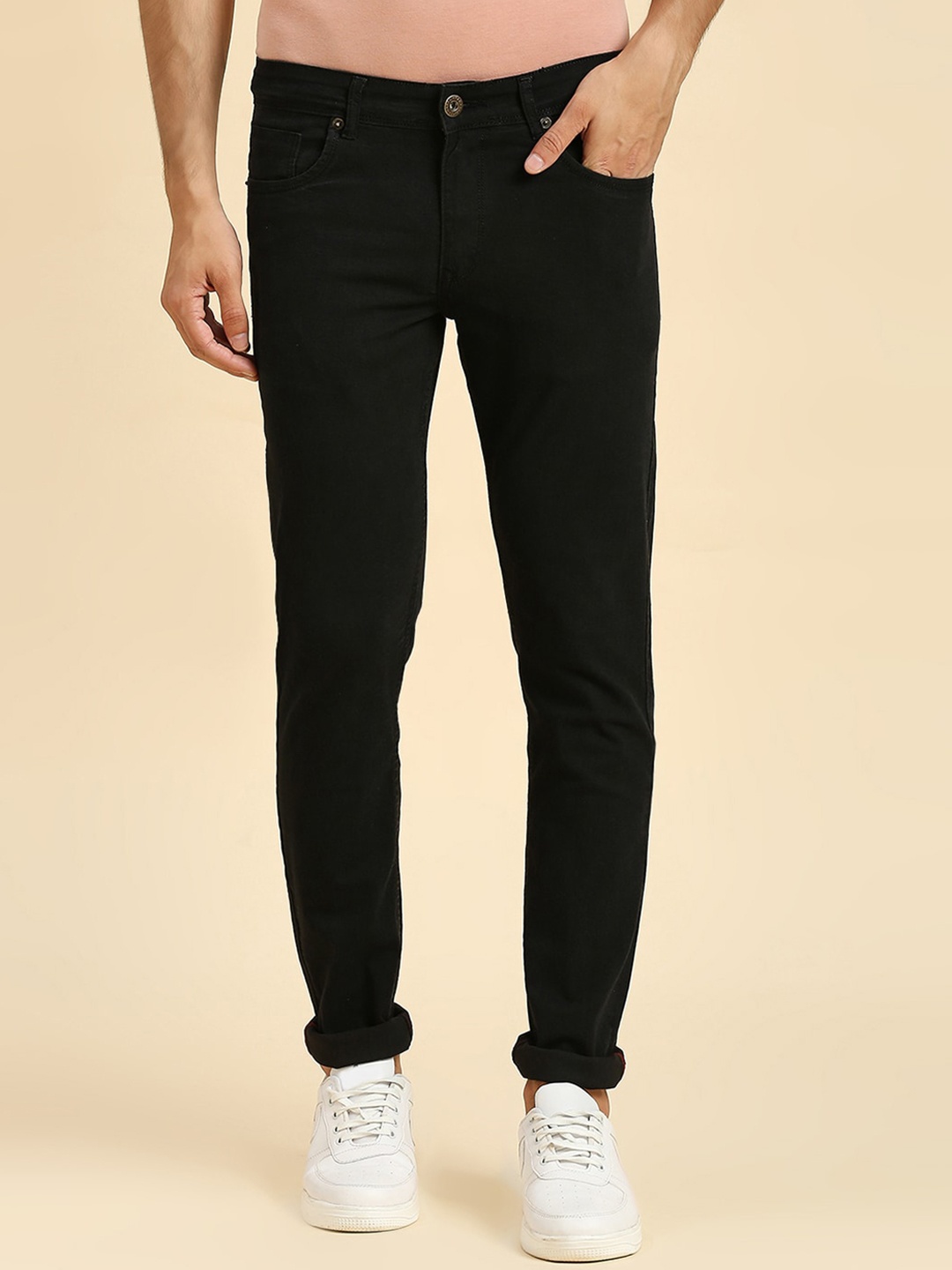 

HJ HASASI Men Slim Fit Clean Look Acid Wash Stretchable Jeans, Black