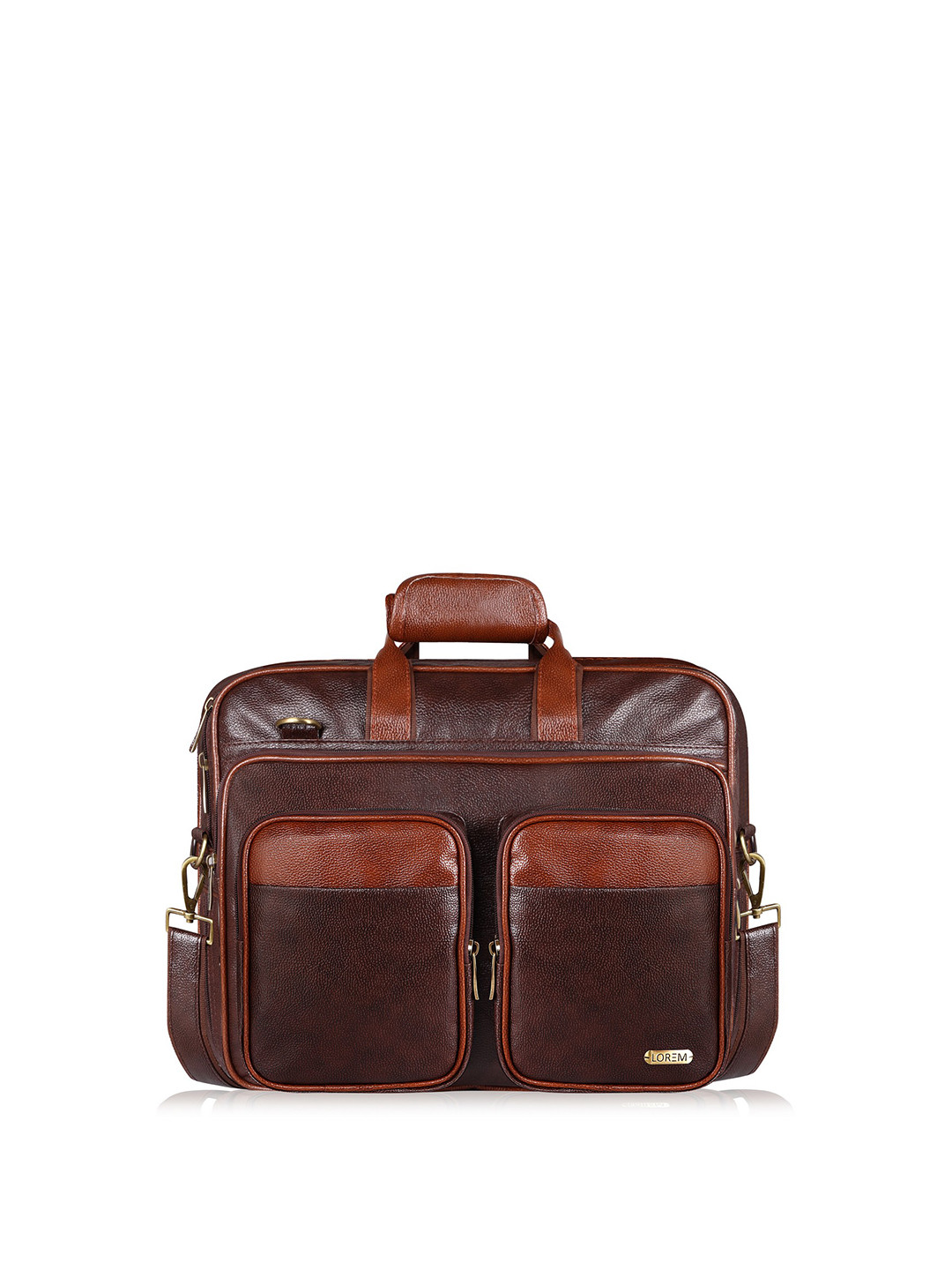 

LOREM Men Black & Brown Textured Laptop Bag