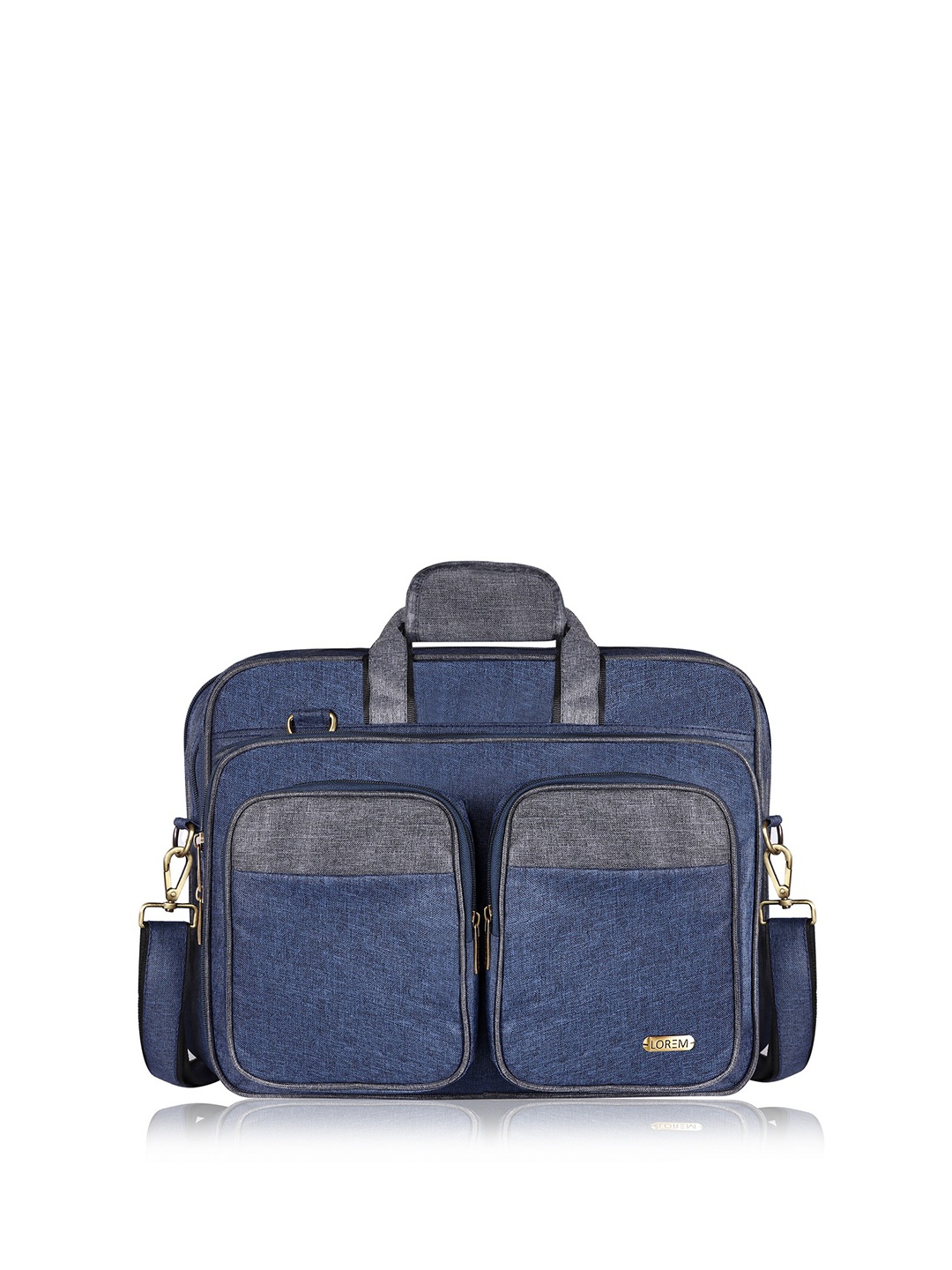 

LOREM Men Blue & Grey Textured Laptop Bag