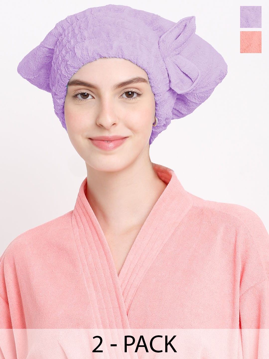 

Cortina Purple & Peach 2 Pieces 380 GSM Microfiber Hair Towel Cap