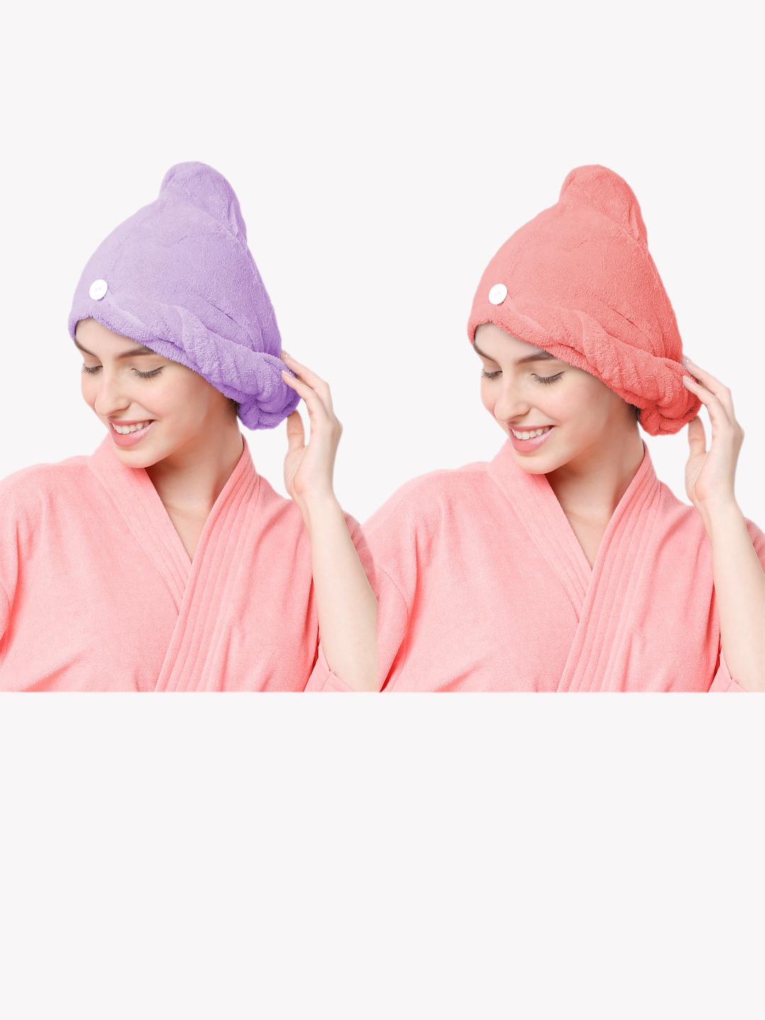 

Cortina Set of 2 Solid Hair Towel Cap, Purple