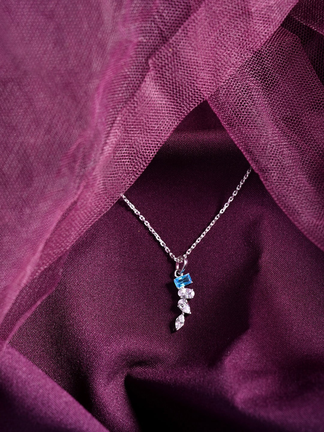 

Clara 925 Sterling Silver Rhodium-plated CZ-studded Pendant with Chain