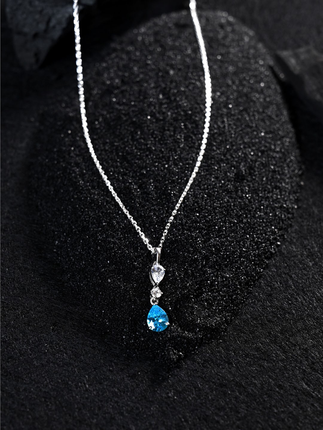 

Clara 925 Sterling Silver Rhodium-Plated CZ-Studded Quirky-Charm Chain Pendant