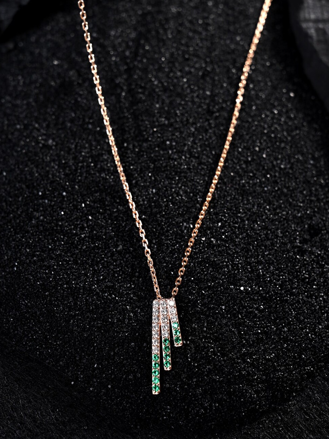 

Clara 92.5 Sterling Silver Rose Gold-Plated CZ Studded Pendant With Chain