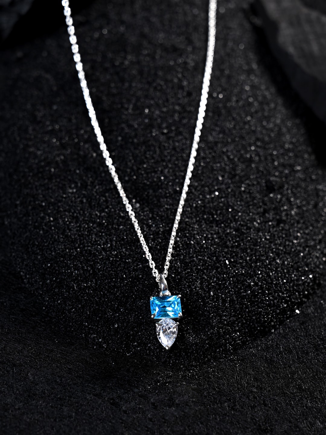 

Clara 925 Sterling Silver Rhodium-plated CZ-studded Pendant With Chain