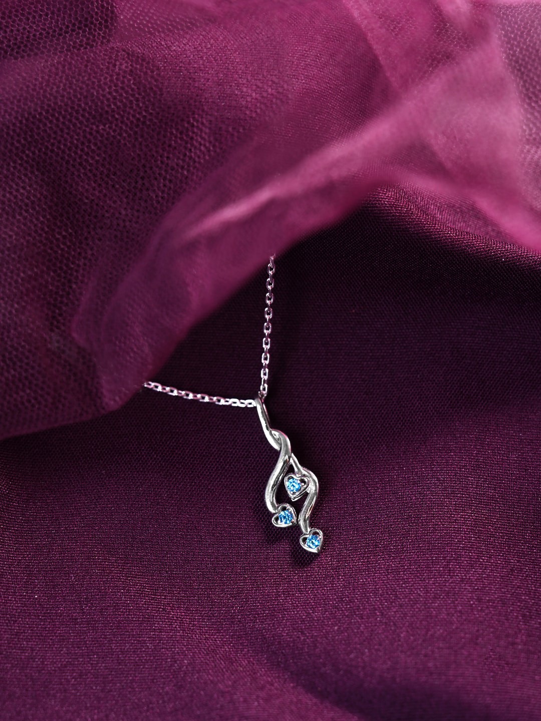 

Clara 925 Sterling Silver Rhodium-Plated CZ Studded Pendant With Chain