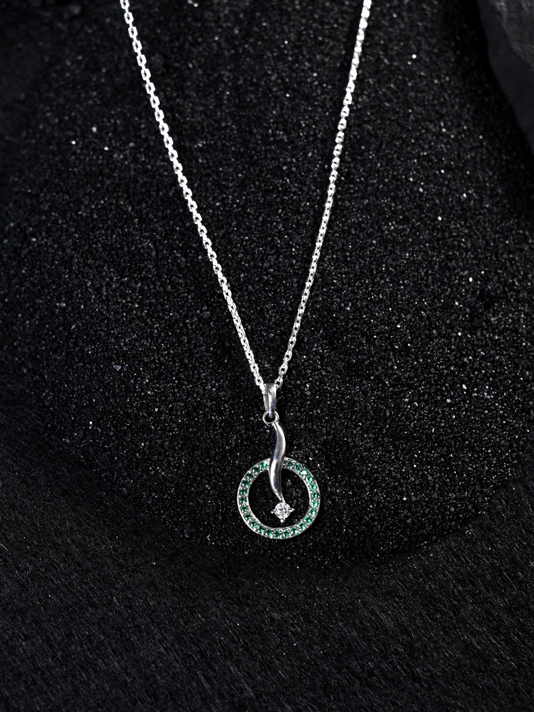 

Clara 925 Sterling Silver Rhodium-plated CZ-studded Pendant With Chain