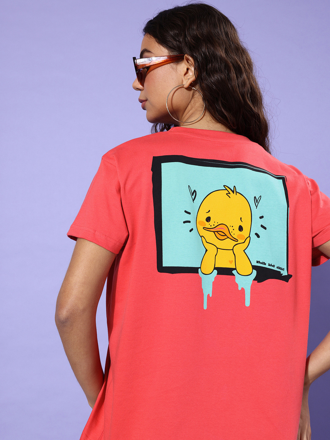 

DILLINGER Women Printed Pure Cotton Boxy T-shirt, Red