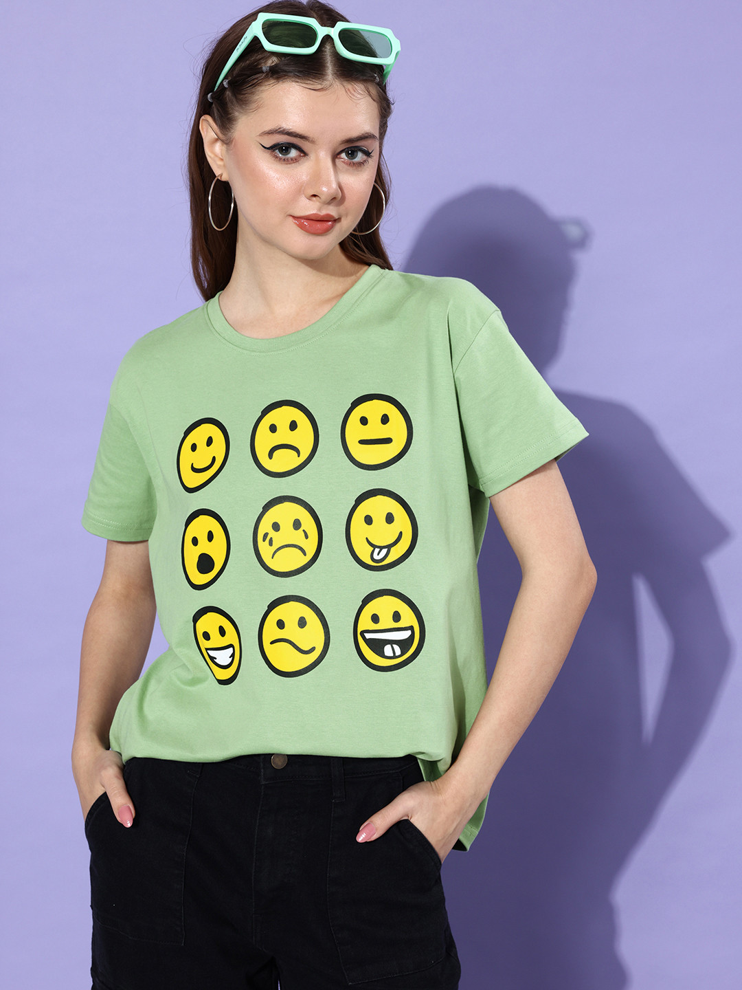 

DILLINGER Women Printed Pure Cotton Boxy T-shirt, Green