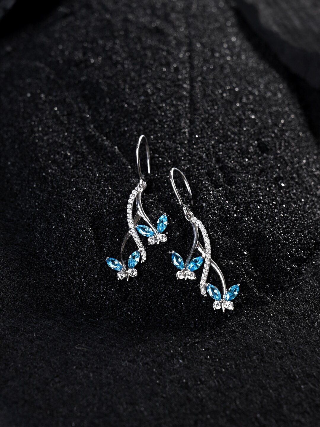 

Clara 925 Sterling Silver Rhodium-Plated Butterfly Contemporary Drop Earrings