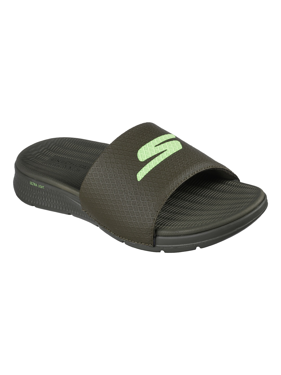 

Skechers Men Brand Logo Printed Goga Mat Sliders, Olive