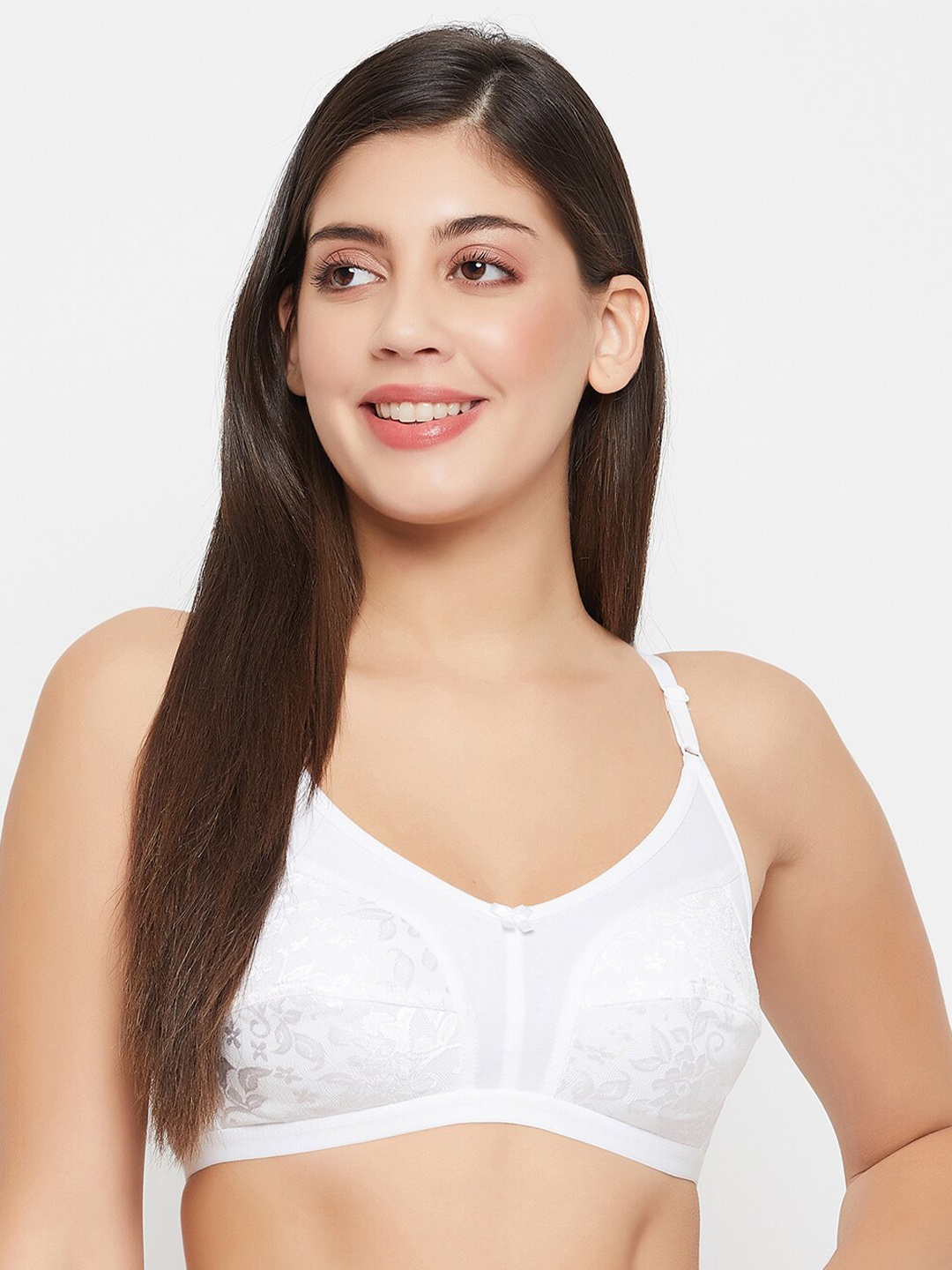 

Clovia Floral Self Design Full Coverage Cotton Bra With All Day Comfort, White