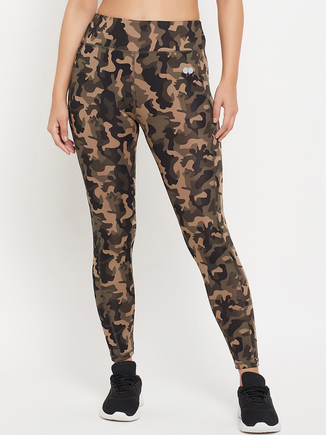 

Clovia Printed Snug Fit High-Rise Active Rapid-Dry Tights With Side Pocket, Green