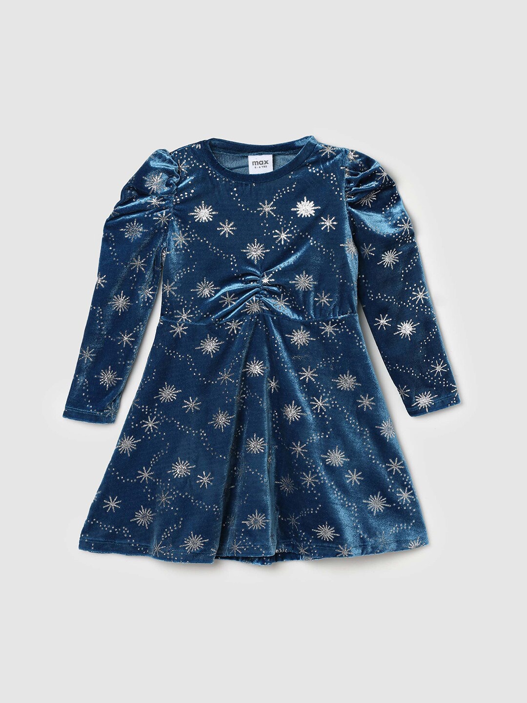 

max Girls Conversational Printed A-Line Dress, Blue