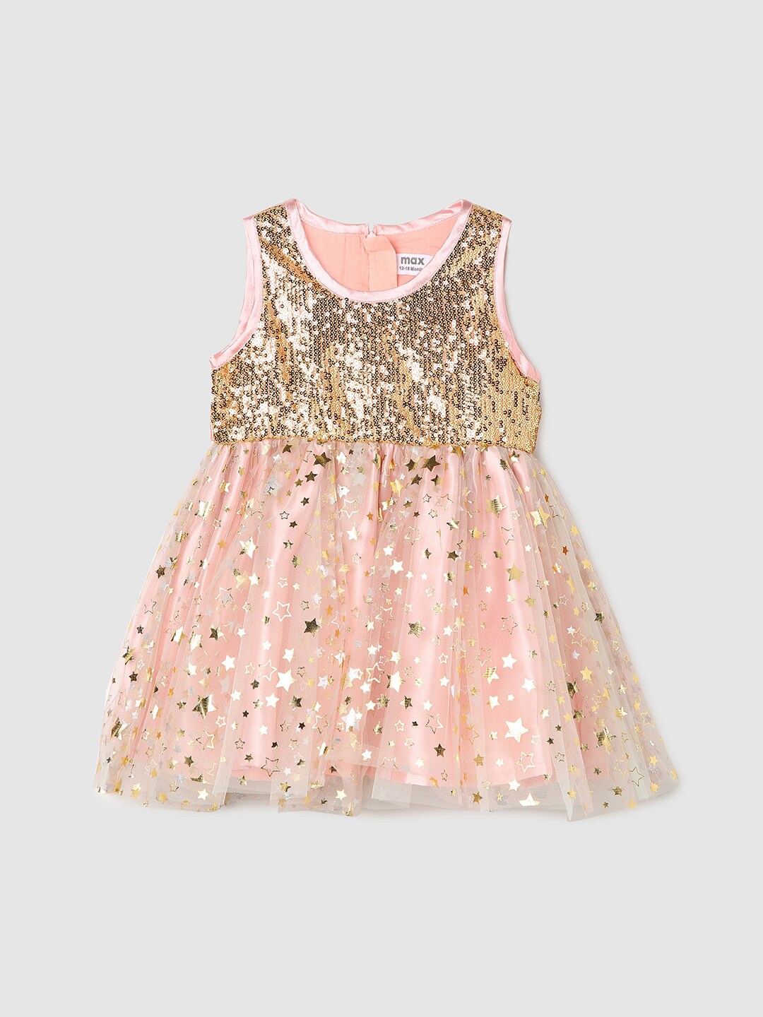 

max Girls Embellished Sleeveless Pleated Fit & Flare Dress, Pink
