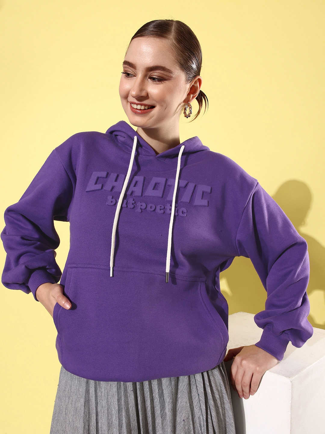 

Difference of Opinion Typographic Oversized Hooded Fleece Sweatshirt, Violet