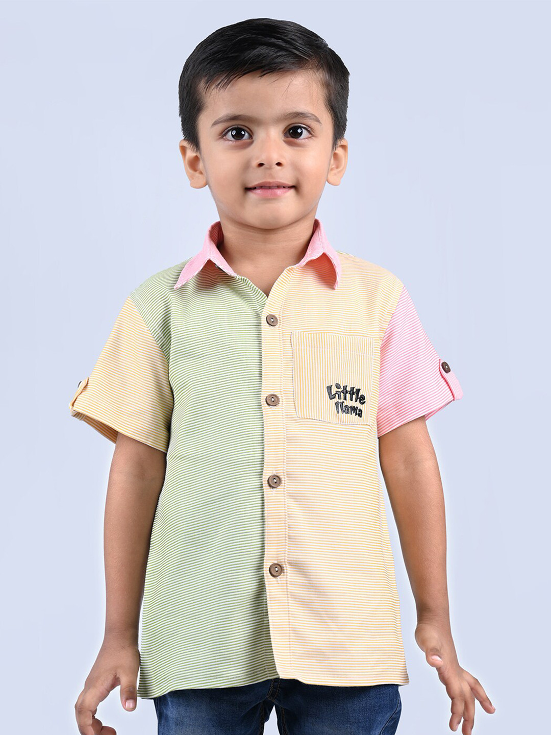 

Little Llama Boys Striped Comfort Opaque Casual Shirt, Yellow