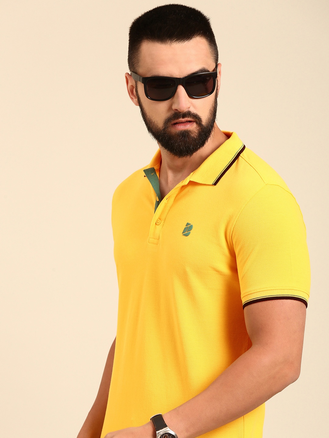 

Being Human Men Polo Collar Pure Cotton T-shirt, Yellow