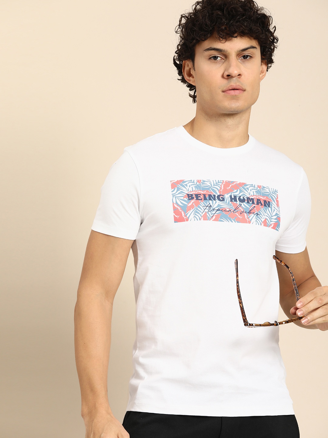 

Being Human Men Brand Logo Print Pure Cotton T-shirt, White