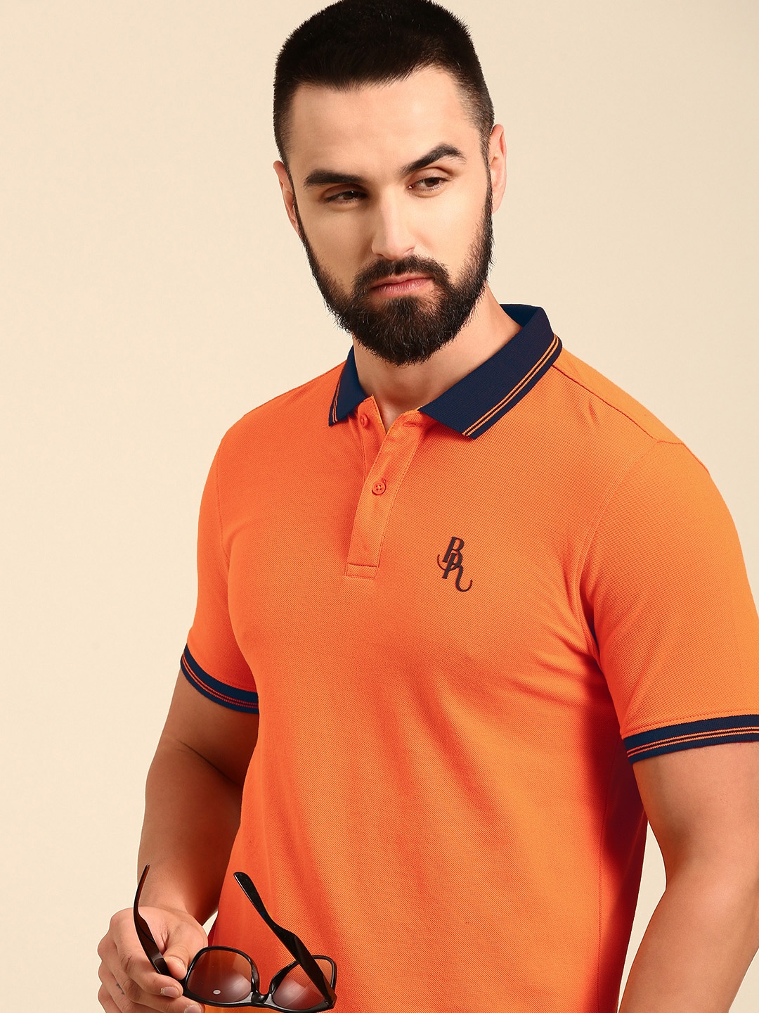 

Being Human Polo Collar Pure Cotton T-shirt, Orange