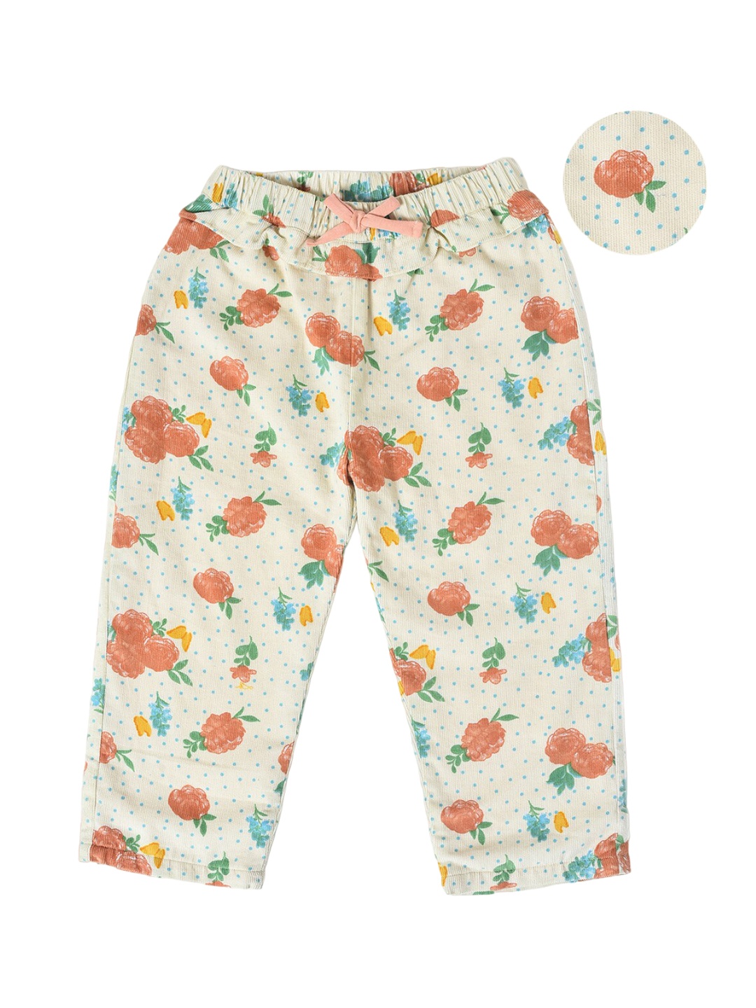 

MiArcus Kids Floral Printed Cotton Lounge Pants, Cream