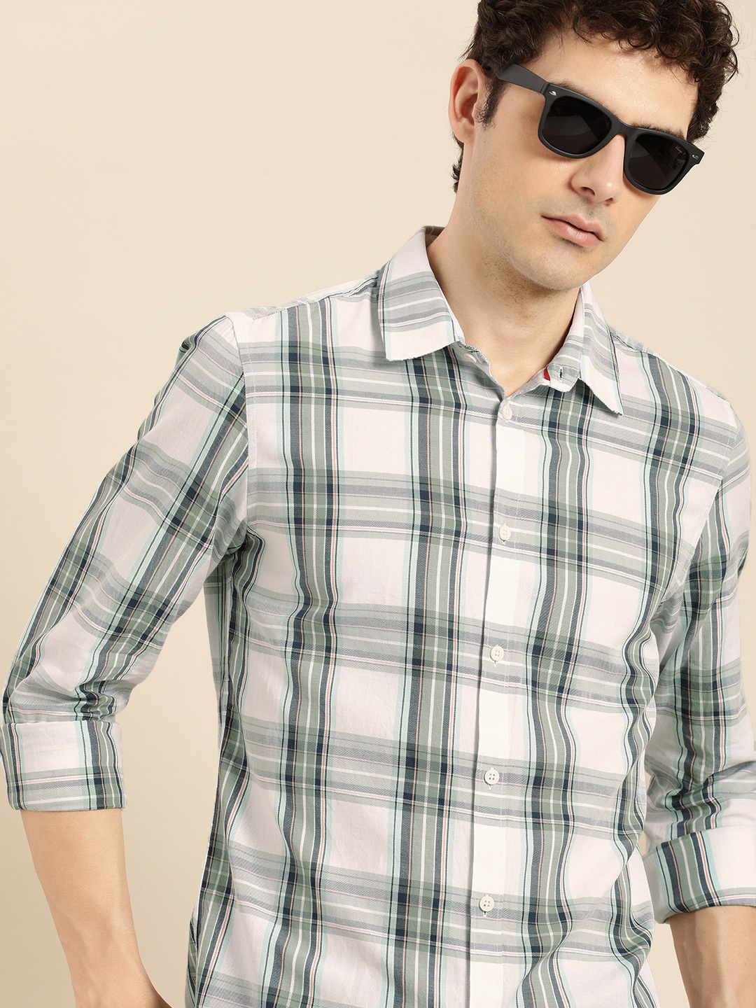 

Being Human Pure Cotton Checked Casual Shirt, Green