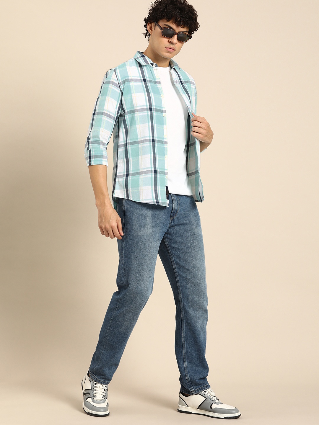 

Being Human Pure Cotton Slim Fit Checked Casual Shirt, Green