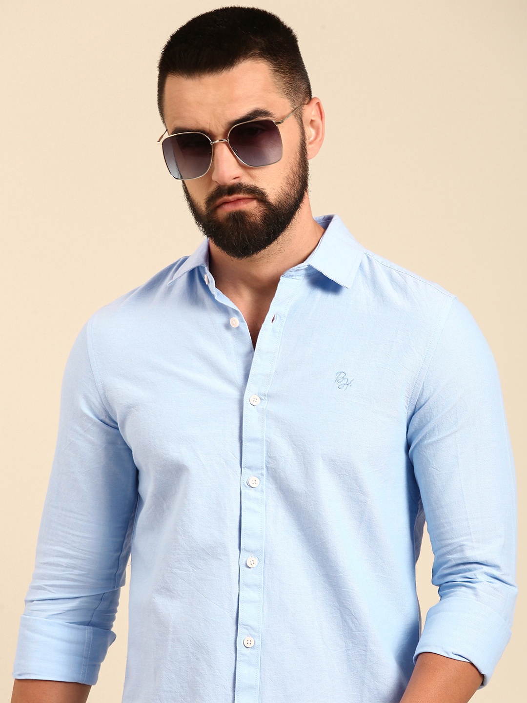 

Being Human Pure Cotton Slim Fit Casual Shirt, Blue