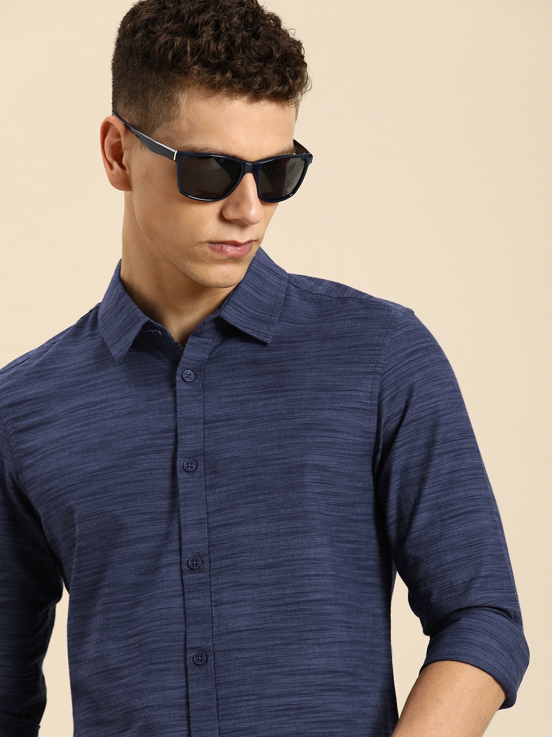 

Being Human Striped Casual Shirt, Navy blue