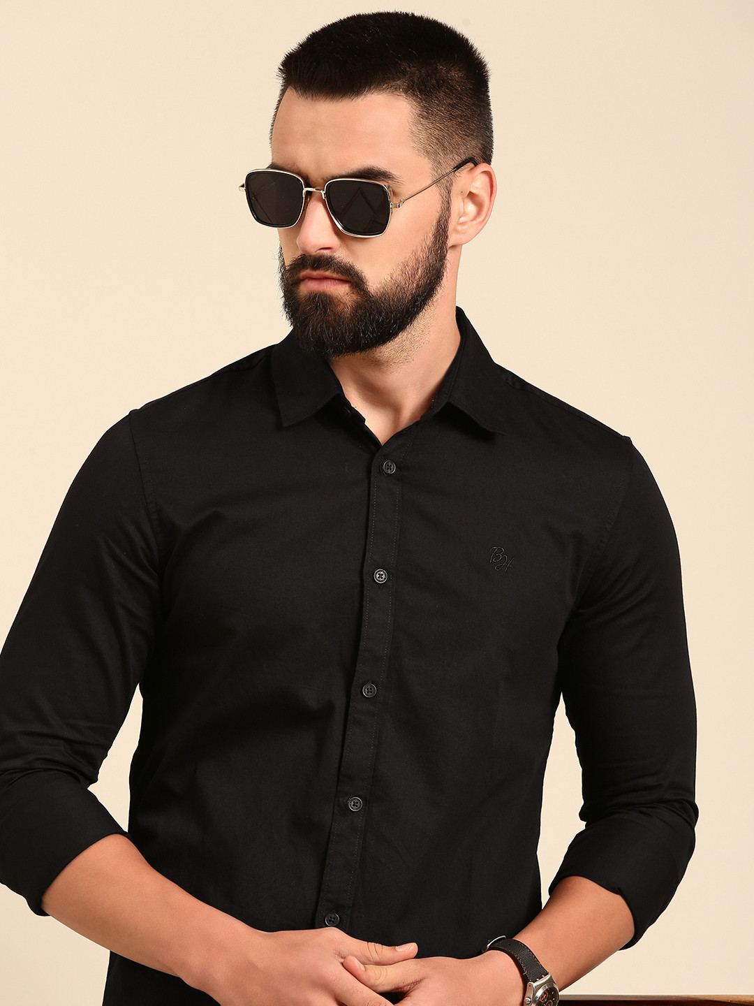 

Being Human Pure Cotton Slim Fit Casual Shirt, Black