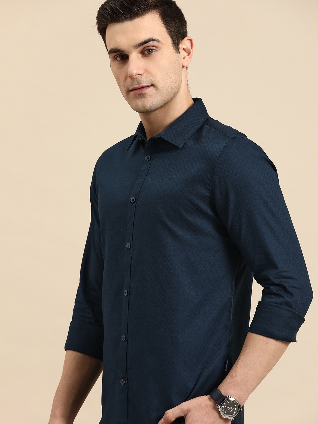 

Being Human Slim Fit Pure Cotton Shirt, Navy blue