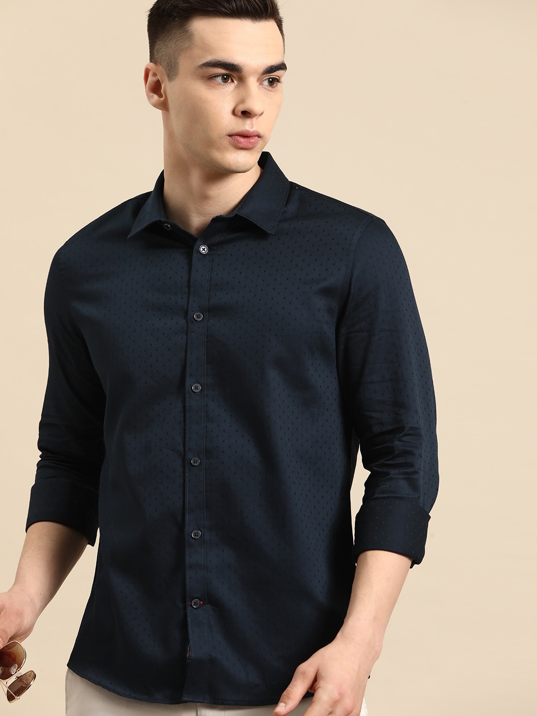 

Being Human Slim Fit Pure Cotton Shirt, Navy blue