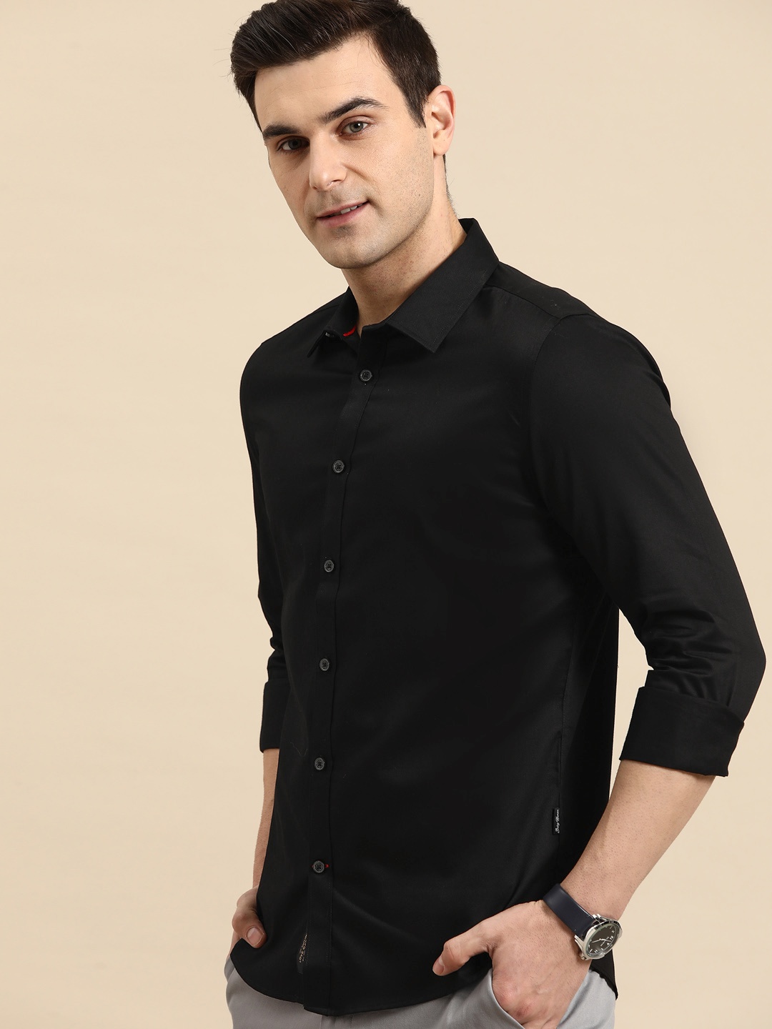 

Being Human Slim Fit Pure Cotton Shirt, Black
