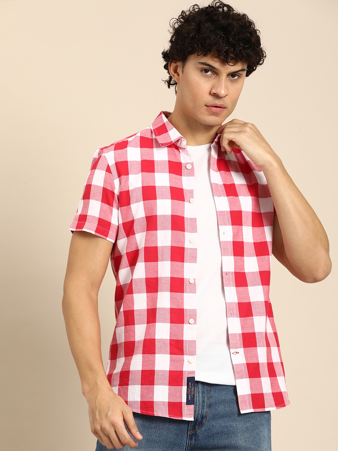 

Being Human Pure Cotton Slim Fit Checked Casual Shirt, Red