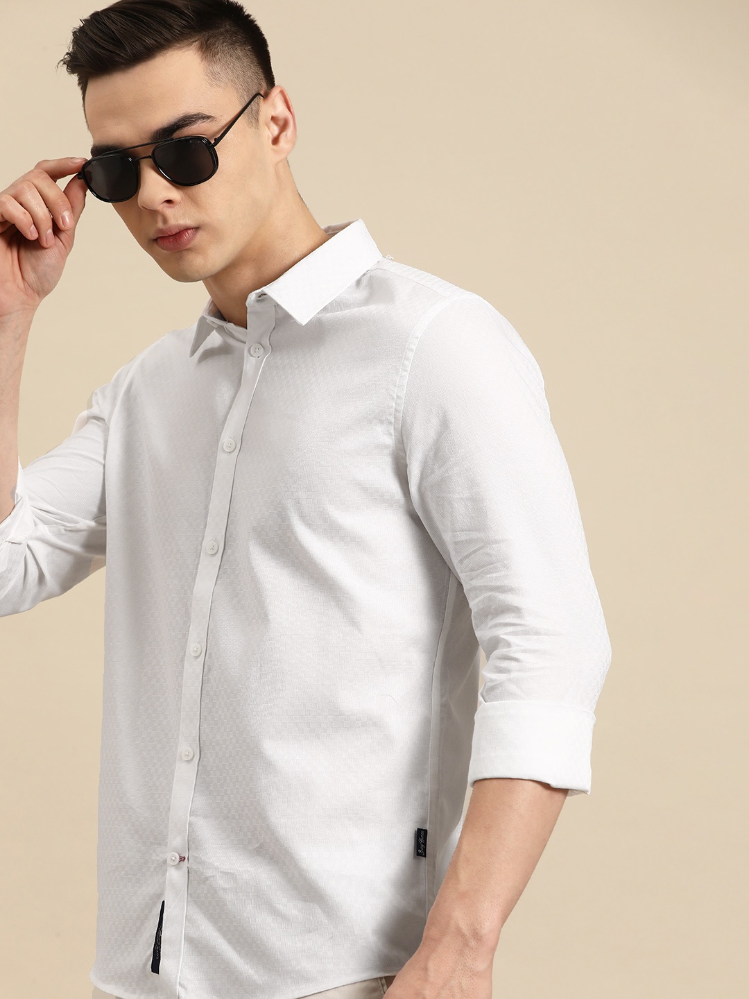 

Being Human Textured Slim Fit Pure Cotton Shirt, White