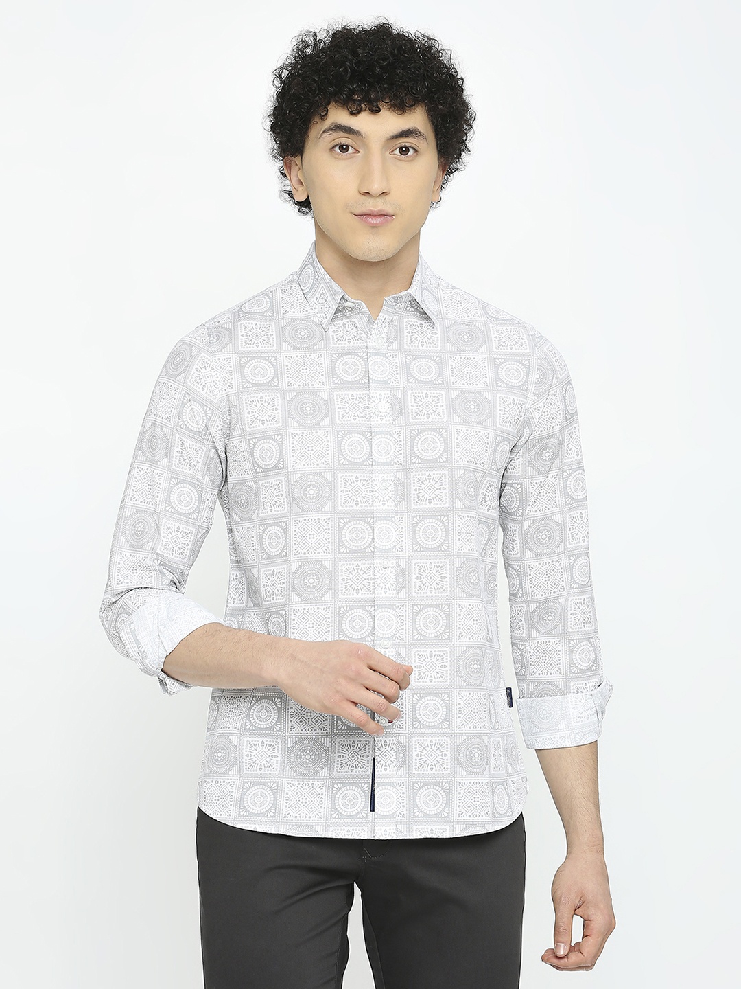 

Being Human Pure Cotton Slim Fit Printed Casual Shirt, White