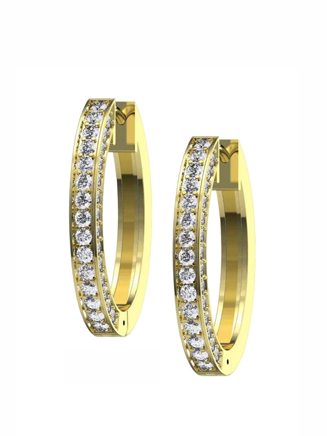 

ORIONZ CZ Studded Contemporary Hoop Earrings, Gold