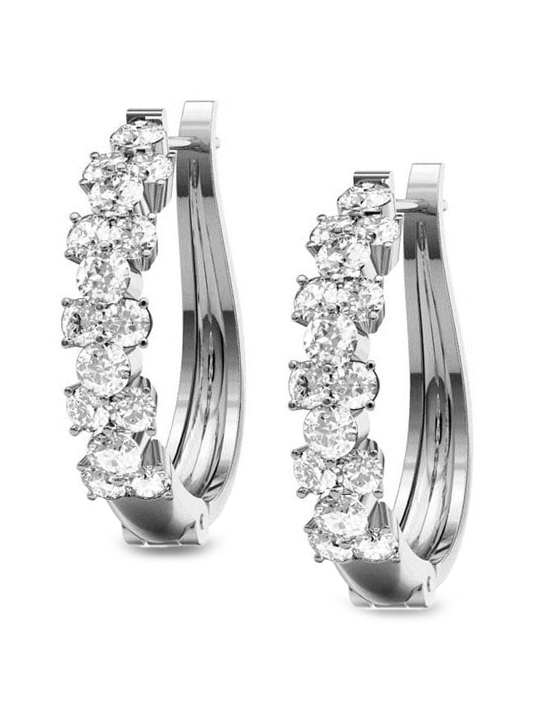 

ORIONZ CZ Studded Contemporary Hoop Earrings, Silver
